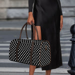 Black And White Paw And Polka Dot Print Duffle Bag