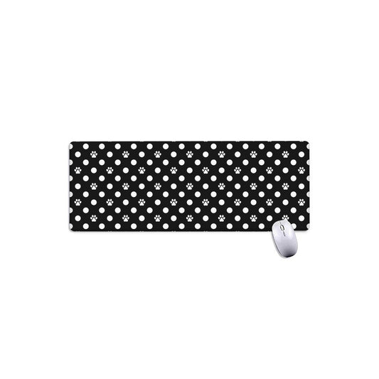 Black And White Paw And Polka Dot Print Extended Mouse Pad