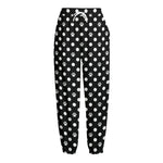 Black And White Paw And Polka Dot Print Fleece Lined Knit Pants