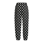 Black And White Paw And Polka Dot Print Fleece Lined Knit Pants