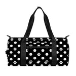 Black And White Paw And Polka Dot Print Gym Bag
