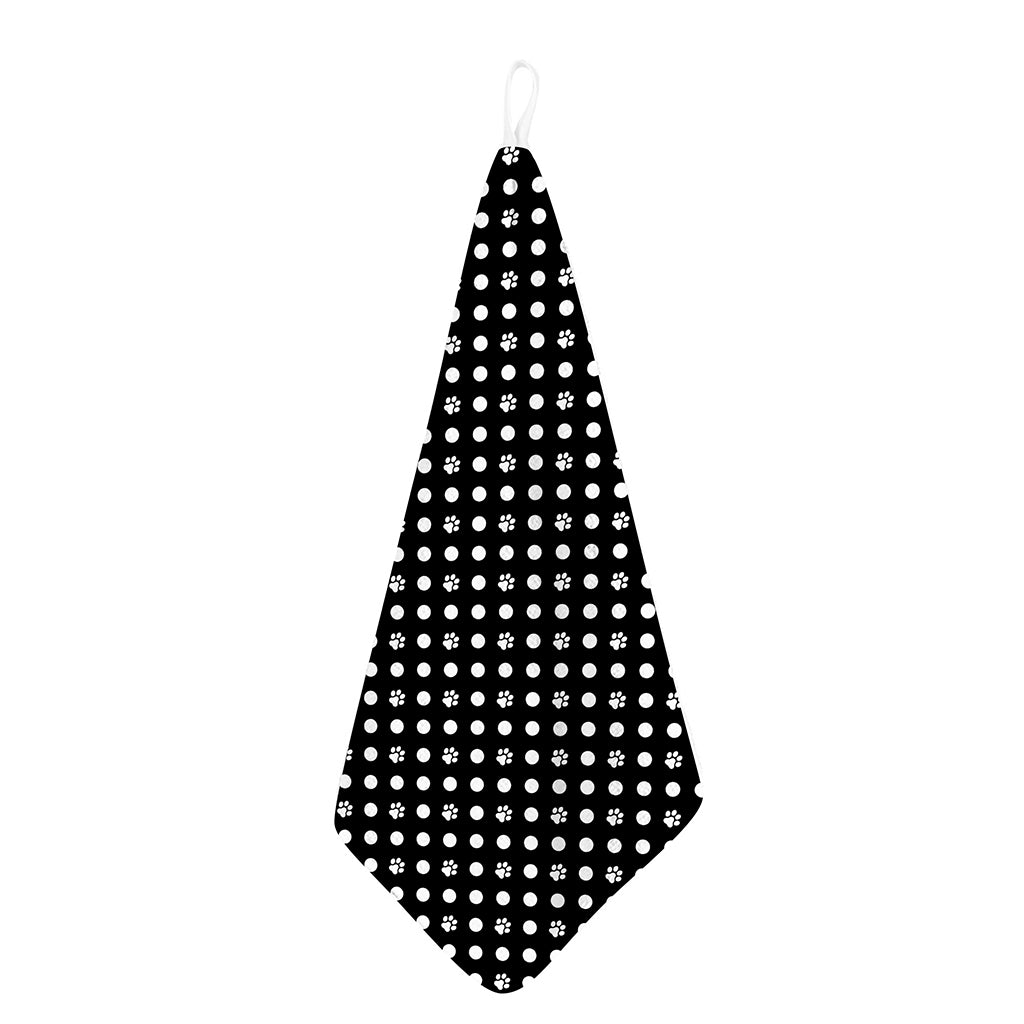 Black And White Paw And Polka Dot Print Hand Towel