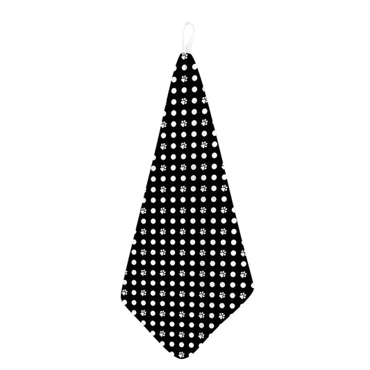 Black And White Paw And Polka Dot Print Hand Towel