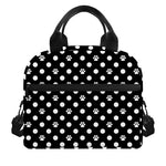 Black And White Paw And Polka Dot Print Insulated Lunch Bag