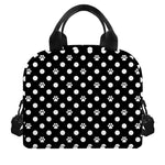 Black And White Paw And Polka Dot Print Insulated Lunch Bag