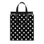 Black And White Paw And Polka Dot Print Insulated Lunch Tote