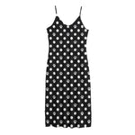 Black And White Paw And Polka Dot Print Jersey Midi Cami Dress