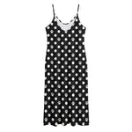 Black And White Paw And Polka Dot Print Jersey Midi Cami Dress