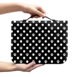 Black And White Paw And Polka Dot Print Leather Bible Cover