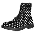 Black And White Paw And Polka Dot Print Lace-Up Boots