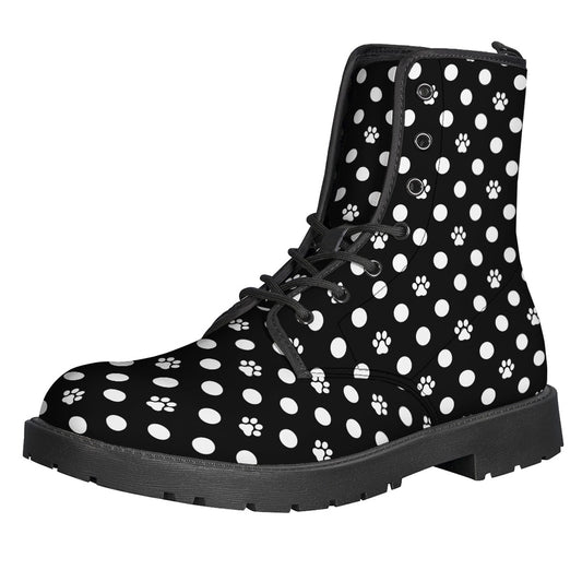 Black And White Paw And Polka Dot Print Backpack