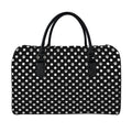 Black And White Paw And Polka Dot Print Leather Duffel Bag