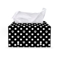 Black And White Paw And Polka Dot Print Leather Tissue Box Cover