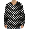 Black And White Paw And Polka Dot Print Long Sleeve Baseball Jersey