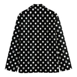 Black And White Paw And Polka Dot Print Men's Blazer