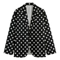 Black And White Paw And Polka Dot Print Men's Cotton Blazer