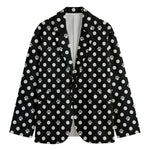 Black And White Paw And Polka Dot Print Men's Cotton Blazer