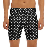 Black And White Paw And Polka Dot Print Men's Long Boxer Briefs