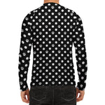 Black And White Paw And Polka Dot Print Men's Long Sleeve Rash Guard