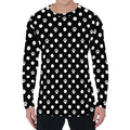 Black And White Paw And Polka Dot Print Men's Long Sleeve T-Shirt