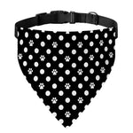 Black And White Paw And Polka Dot Print Over The Collar Dog Bandana
