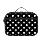 Black And White Paw And Polka Dot Print Portable Lunch Bag