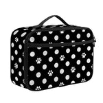 Black And White Paw And Polka Dot Print Portable Lunch Bag