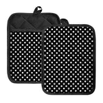 Black And White Paw And Polka Dot Print Pot Holders With Pocket