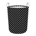 Black And White Paw And Polka Dot Print Round Laundry Basket