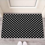 Black And White Paw And Polka Dot Print Rubber Doormat