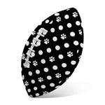Black And White Paw And Polka Dot Print Rugby Ball