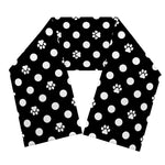 Black And White Paw And Polka Dot Print Scarf
