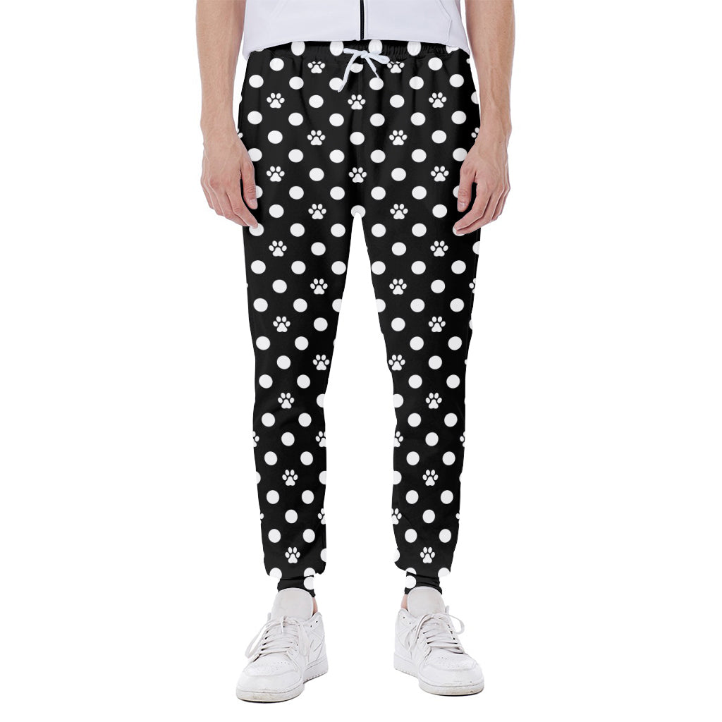 Black And White Paw And Polka Dot Print Scuba Joggers