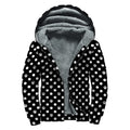 Black And White Paw And Polka Dot Print Sherpa Lined Zip Up Hoodie