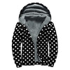 Black And White Paw And Polka Dot Print Sherpa Lined Zip Up Hoodie