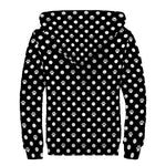 Black And White Paw And Polka Dot Print Sherpa Lined Zip Up Hoodie