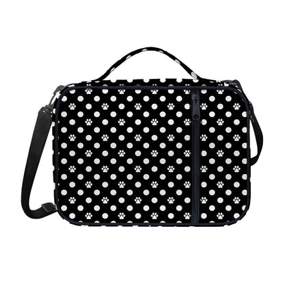 Black And White Paw And Polka Dot Print Shoulder Strap Bible Bag