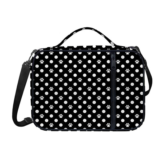 Black And White Paw And Polka Dot Print Shoulder Strap Bible Bag