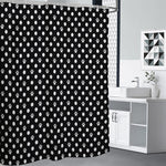 Black And White Paw And Polka Dot Print Shower Curtain