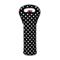 Black And White Paw And Polka Dot Print Single Neoprene Wine Tote