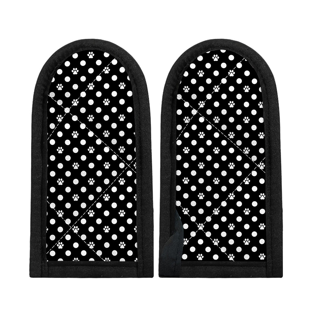 Black And White Paw And Polka Dot Print Skillet Handle Cover