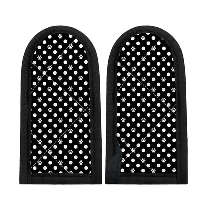 Black And White Paw And Polka Dot Print Skillet Handle Cover