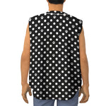 Black And White Paw And Polka Dot Print Sleeveless Baseball Jersey