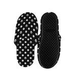 Black And White Paw And Polka Dot Print Slippers