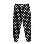 Black And White Paw And Polka Dot Print Sweatpants