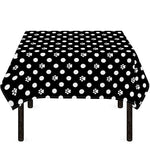 Black And White Paw And Polka Dot Print Tablecloth