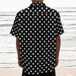 Black And White Paw And Polka Dot Print Textured Short Sleeve Shirt