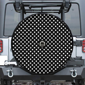 Black And White Paw And Polka Dot Print Tire Cover With Camera Hole