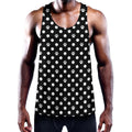 Black And White Paw And Polka Dot Print Men's Workout Tank Top