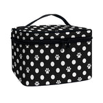 Black And White Paw And Polka Dot Print Travel Makeup Bag